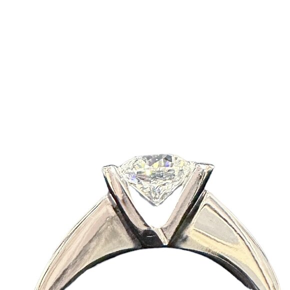 Natural Diamond 14k White Gold Tension Band Engagement Ring - Picture 6 of 9